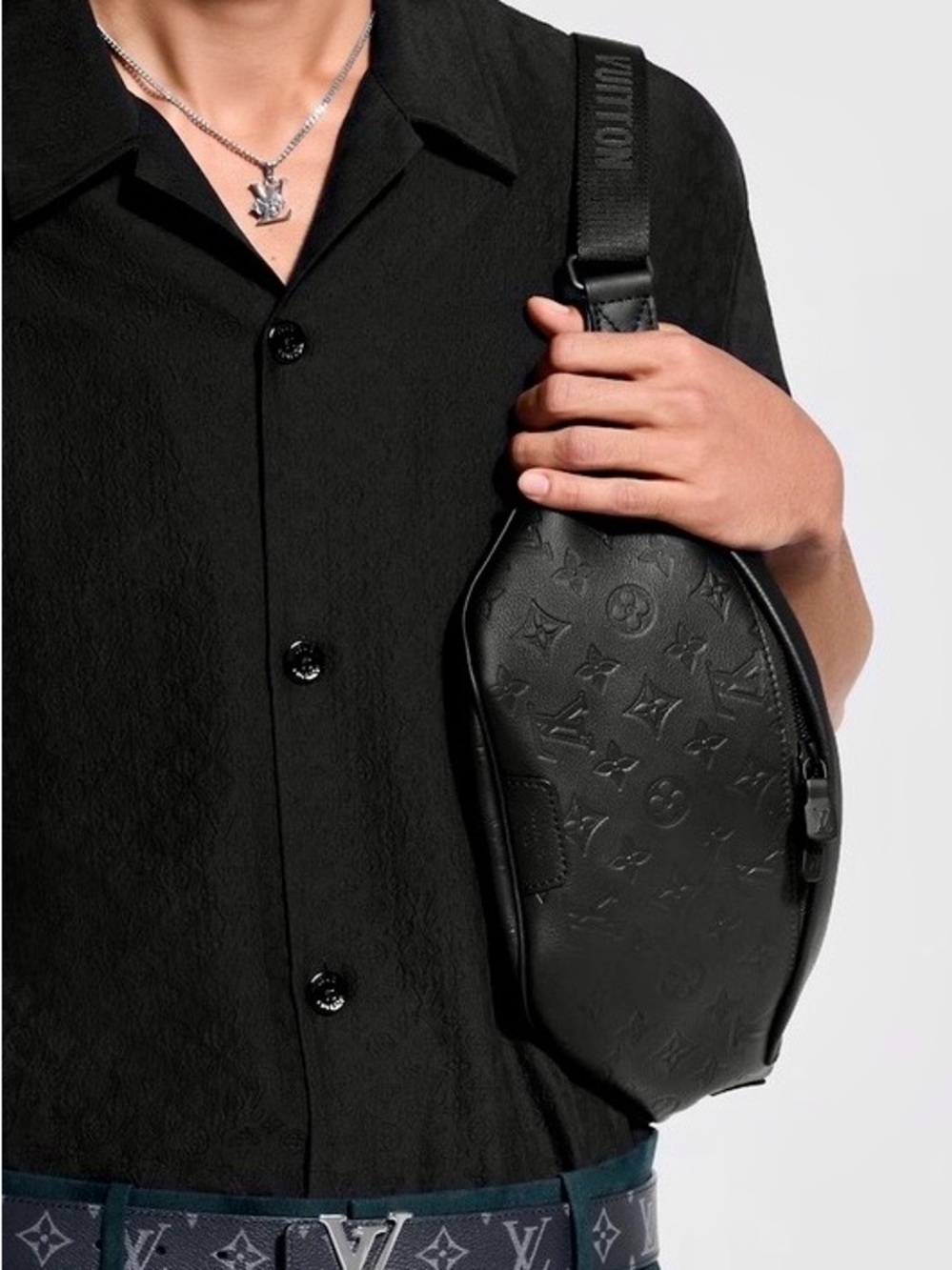 Louis Vuitton Black Monogram Embossed Crossbody Bag - Picture 10 of 10